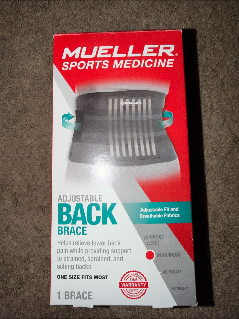 Mueller Adjustable Back Brace - Gray